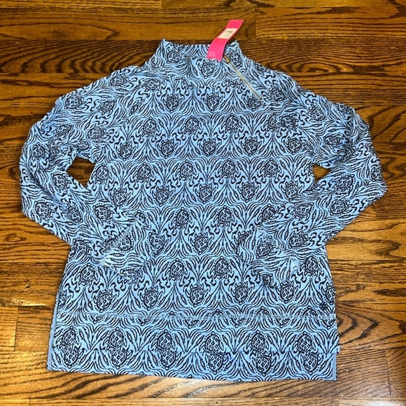 Lilly Pulitzer Playa Bonita pullover in bonbon blue go your own wave medium NWT - Picture 2 of 9